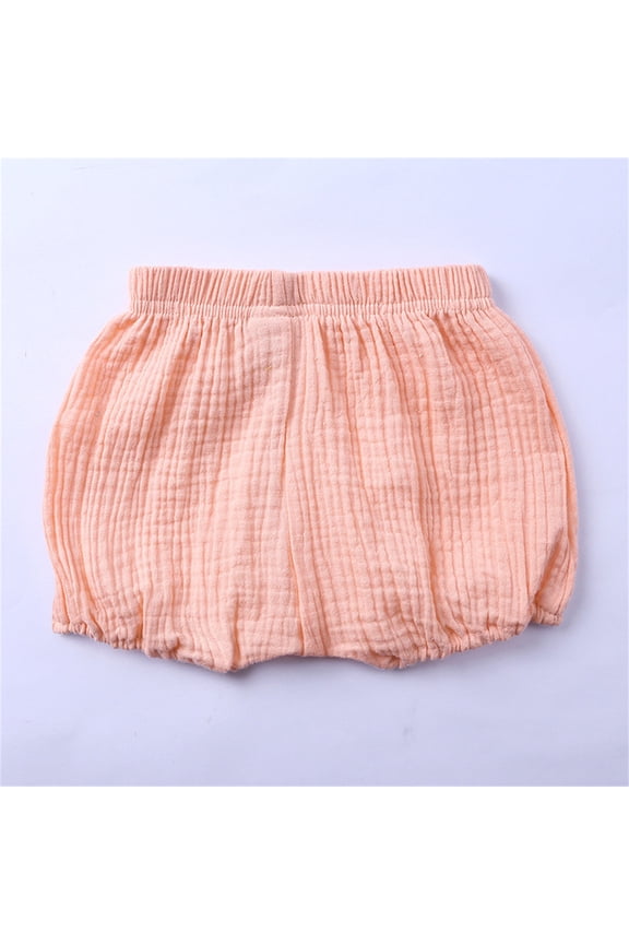 Baby Unisex Cotton Linen Shorts with Elastic Waist, Striped Harem Blomers for Spring Summer Soft Breathable 𝖣iaper 𝖢overs PP Pants 0-24 Months