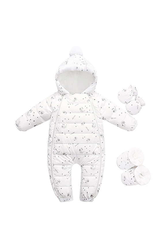 Baby Winter Snowsuit Hooded Footed Pajama, Thickened Thermal Snow Suit with Reinforced Seams for Toddlers 6-24 Months