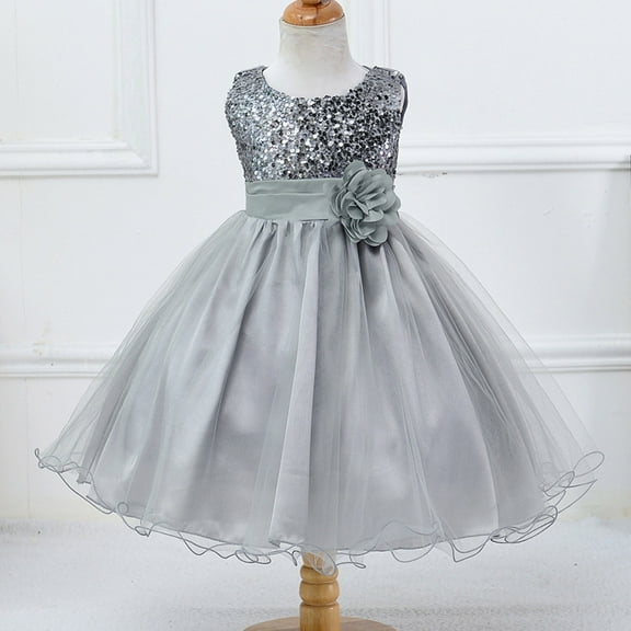 XXWXYD Beautiful Princess Flower Girls Sequin Embelished Tulle Sleeveless Tutu Dress Perfect for Birthday Parties Pageants Evening Formal Events Gown for Girls with Elegant Design