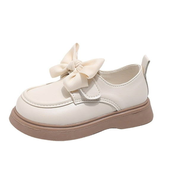 XXWXYD Big Girls Boots Spring Autumn Girls Small Leather Shoes Baby Single Shoes Casual Shoes Girls Leather Shoes Thick Sole Non Slip Dress Shoes Baby Girl Winter Boots(3.5-4 Years,Beige)