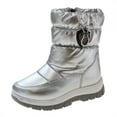 thumbnail image 1 of XXWXYD Boots for Babies Fashion Big Kids Winter Water Proof Flat Keep Warm Snow Boots Comfortable Mid Boots Shoes for Breathable Classic Shoe(8-9 Years,Silver), 1 of 4