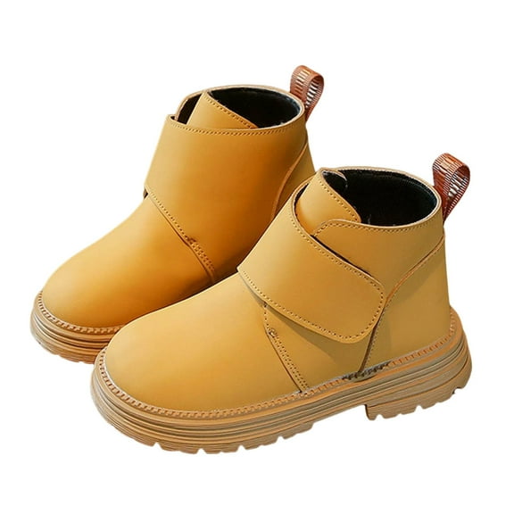 XXWXYD Boots for Baby Boys Toddler Little Kid Warm Furry Winter Ankle Flat Snow Boot Snowproof Solid Color Boots Rubber Sole for Every Cold Day(2.5-3 Years,Gold)