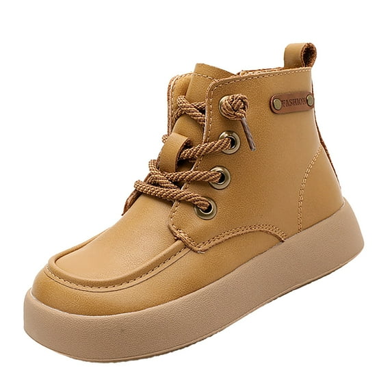 XXWXYD Boots for Girls Fashion Fall Winter Children's Flat Non Slip Boots Side Zipper Comfortable Simple Casual Walking Shoes for Toddler/Little Kid/Big Kid(3.5-4 Years,Khaki)