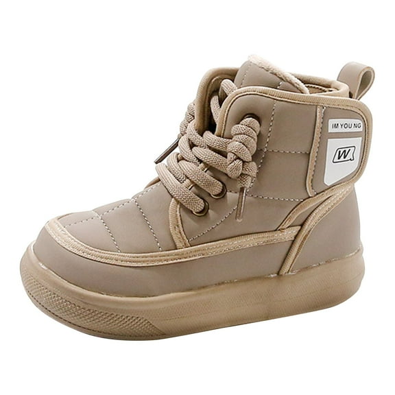 XXWXYD Boots Toddler Boys Girls Spring Autumn Winter Fashion Thick Baby Cotton Boots Children's Two Padded Warm Shoes Trendy Comfortable Cotton Shoes Boots (7-8 Years,Beige)