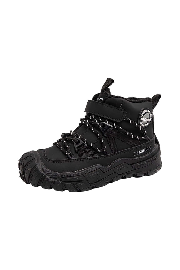 Boots for Toddler Boys Winter Girls Boys Ankle Boots Comfortable Warm Lined Casual Shoes Sports Shoes Outdoor Children Baby for Simple Non Slip Breathable Shoe(5.5-6 Years,Black)