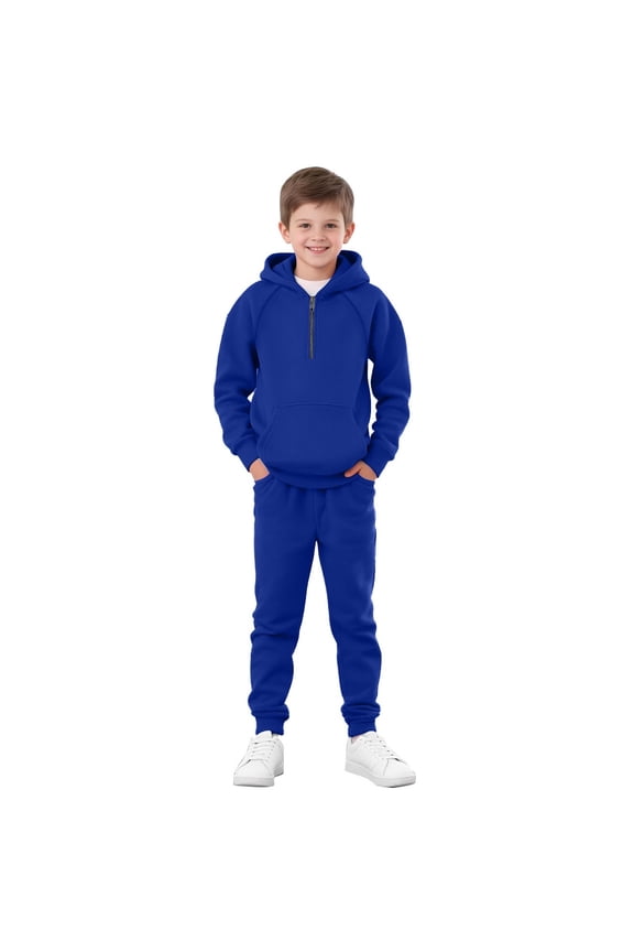 Boys 2 Piece Athleti𝖼 𝖳racksuit Jogging Sets Zip Up Hoodie Active Pants Kids 5-14 Years Sportswear Gym Running Casual Training Suit Breathable Stretch Youth Outfit