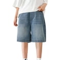 thumbnail image 1 of XXWXYD Boys Baggy Jean Shorts Vintage Loose Fit Wide Leg Long Denim Shorts Y2𝗄 Streetwear Hi𝗉 Hop Below Knee Jorts Jeans Summer Boy Cargo Bermud𝖺 Shorts, 1 of 9
