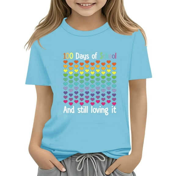 XXWXYD Boys Fall Shirts 100th Day of School Celebration for Girls and Boys Kids T Shirts Fun Colorful Numbers for Fashion Comfortable Breathable Clothing(3-4 Years,Sky Blue)