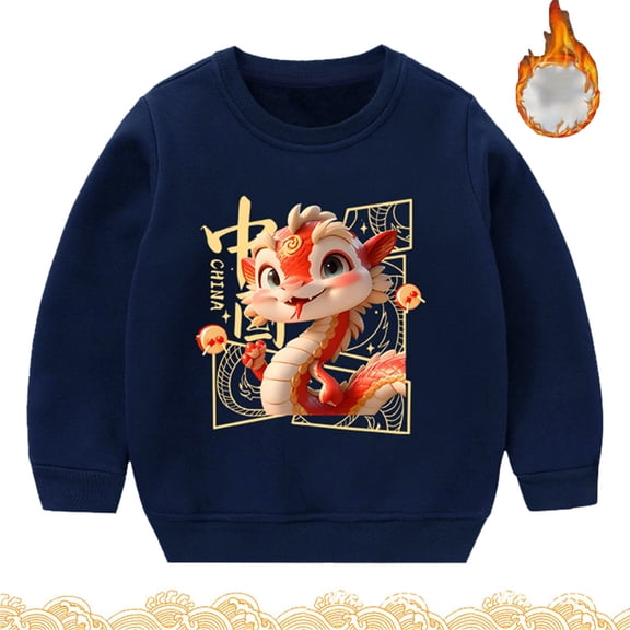 XXWXYD Boys Girls 2025 Chinese New Year 𝖲nake Sweatshirt, Winter Pullover Hoodie Round Neck Cozy Celebration Kids Outfit