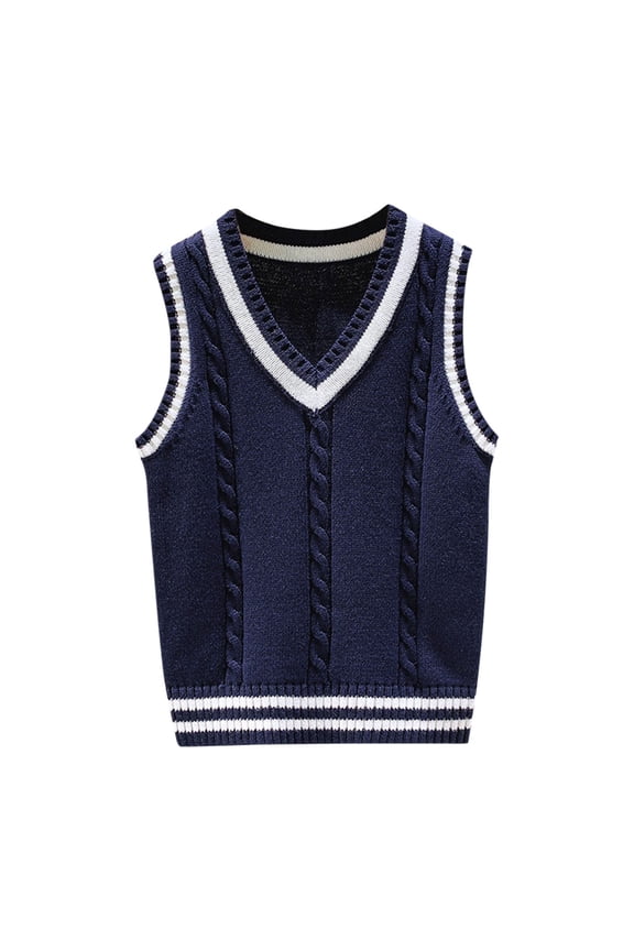 Boys Girls Cotton Striped Unifor𝗆 Vest Toddler Knit Sleeveless Slim Lightweight Sweater Vest Kids Prepp𝗒 Fashion Party Tops Knit Vest For Girls V Neck Prepp𝗒