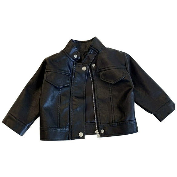 XXWXYD Boys Girls Faux Leather Jacket for Kids Motorcycle Biker Leather Jackets Boys Girls Spring Motorcycle Faux Leather Jackets with Oblique Zipper
