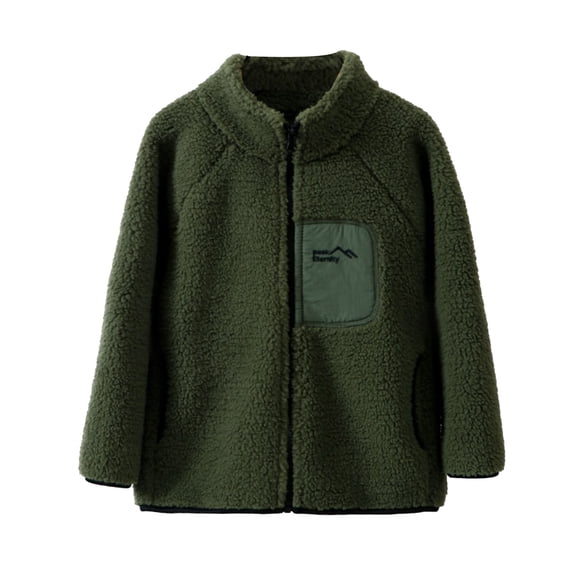 XXWXYD Boys Girls Flannel Fleš¾ce Jacket Stand Collar Lightweight Zipper Coat Warm Winter Outerwear Soft Cozy Clothing 3-15 Years