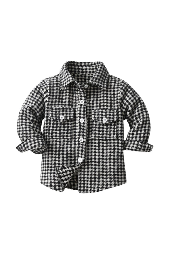 Boys Girls Flannel Shirt Jacket Long Sleeve Plaid Button Down Shacket Christmas Coat Fall Outwear Holiday Season Cozy Warm Casual Wear Winter