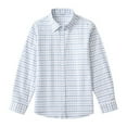 thumbnail image 1 of XXWXYD Boys Girls Plaid Long Sleeve Short Sleeve Shirt Pure Cotton British Style School Unifor𝗆 Tops for Children White and Blue Casual Wear, 1 of 7
