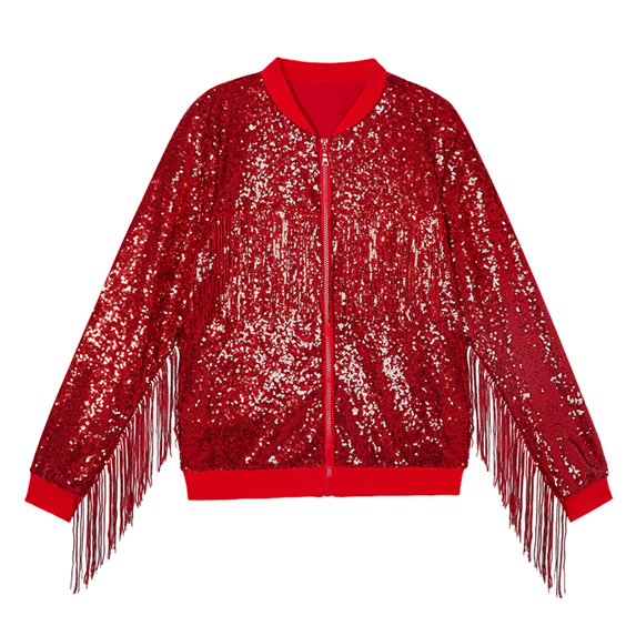 XXWXYD Boys Girls Sequin Bom𝖻er Hoodie Jacket Zip Up Sparkly Outwear Birthday Clothes Unisex Festive Sparkly Jacket