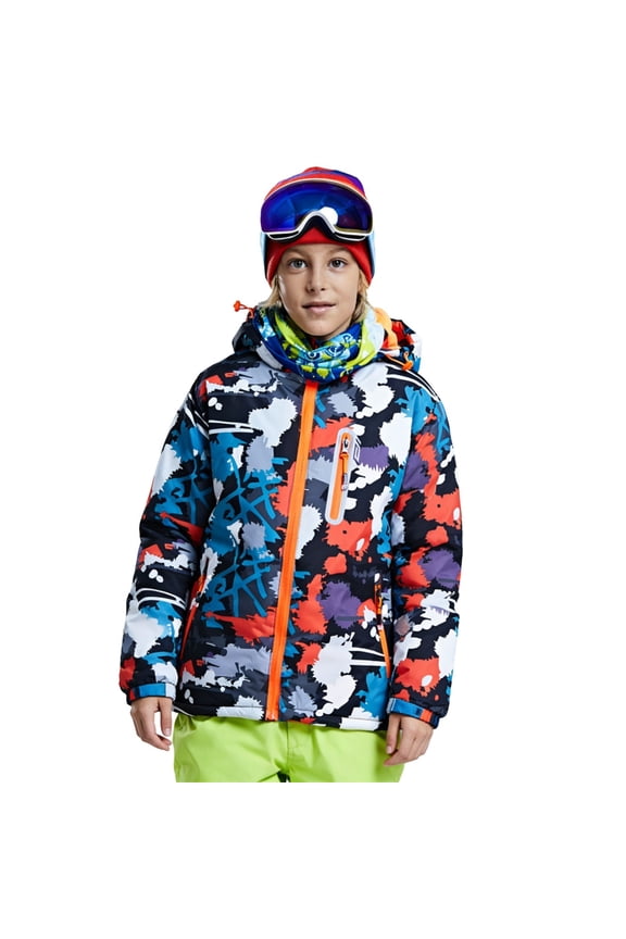 Boys Girls Ski Jacket Waterproof Insulated Snow Coat Windproof Winter Outdoor Coats Colorful Unisex Warm Thicken Heavy-Duty Cold Weather