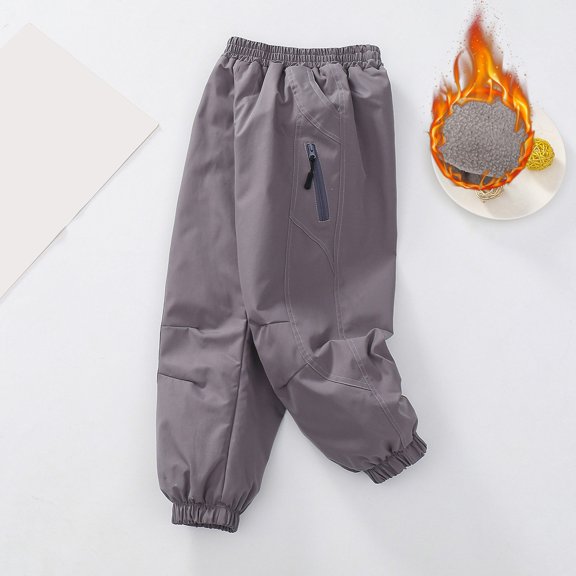 XXWXYD Boys Girls Snow Pants 𝖶aterproof Fleec𝖾 Lined Ski Winter Hiking Rain Trouser Sher𝗉a Sweatpants Thick Warm Joggers Kids Thermal Outdoor Trousers Windproof