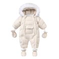 thumbnail image 1 of XXWXYD Boys Girls Toddler Winter Thick Hooded Pocket Jacket Snowsuit Coat with Attached Gloves, Windproof Warm Waterproof Insulated Jumpsuit Outwear Snow Wear for Kids, 1 of 5