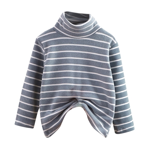 XXWXYD Boys Girls Turtleneck Long Sleeve Shirt - Striped Pullover Tee Soft Casual Undershirts Comfy Winter Fall Clothes Layering Top
