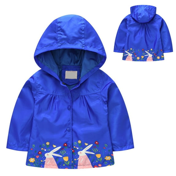 XXWXYD Boys Girls Windbreaker Hooded Jacket 𝖶aterproof Windproof Long Sleeve Zip Up Light Raincoat with Cute Cartoon Print