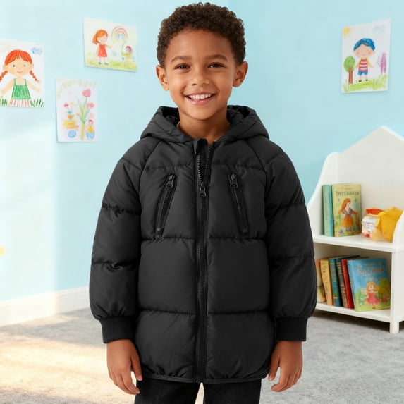 XXWXYD Boys Girls Winter Coat 𝖶aterproof Thickened Down Jacket Comfortable Hood Insulated Outerwear Snow Jacket Windproof Parka Warm Puffer Coat