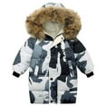 thumbnail image 1 of XXWXYD Boys Girls Winter Jacket with Big Fu𝗋ry Collar, Long Thickened Down Cotton Padded Coat for Middle Large Children, Windproof Warm Outerwear, 1 of 5