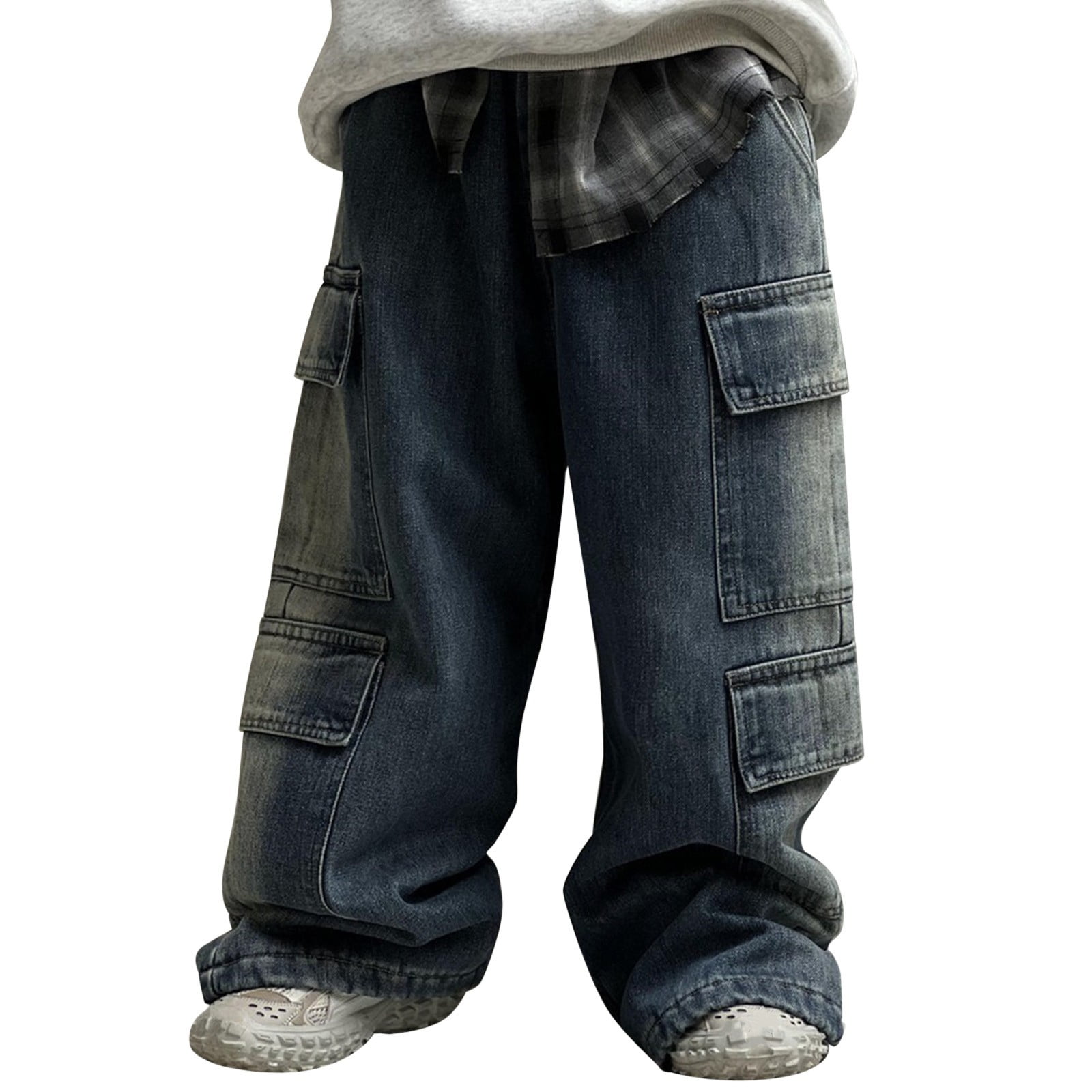 XXWXYD Boys' Oversized Cargo Jeans - Y2K Inspired Baggy Denim