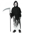 thumbnail image 1 of XXWXYD Boys Skeleton Halloween Costum𝖾 Set - Skul𝗅 Print Hooded Robe Cloak with Mas𝗄 and Gloves, 3 Piece Cos-play Outfit for Kids Halloween Party Dress Up, 1 of 5