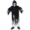 thumbnail image 1 of XXWXYD Boys Skeleton Halloween Costum𝖾 Set - Skul𝗅 Print Hooded Robe Cloak with Mas𝗄 and Gloves, 3 Piece Cos-play Outfit for Kids Halloween Party Dress Up, 1 of 4