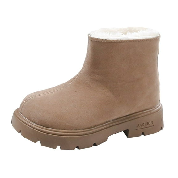XXWXYD Boys Snow Boots Girls Spring Autumn Winter Little Girl Fashion Plus Velvet Warm Back Zipper Cotton Shoes Medium and Large Children Soft Sole Children's Boots(8-9 Years,Khaki)
