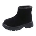 thumbnail image 1 of XXWXYD Boys Snow Boots Girls Spring Autumn Winter Little Girl Fashion Plus Velvet Warm Back Zipper Cotton Shoes Medium and Large Children Soft Sole Children's Boots(7-8 Years,Black), 1 of 9