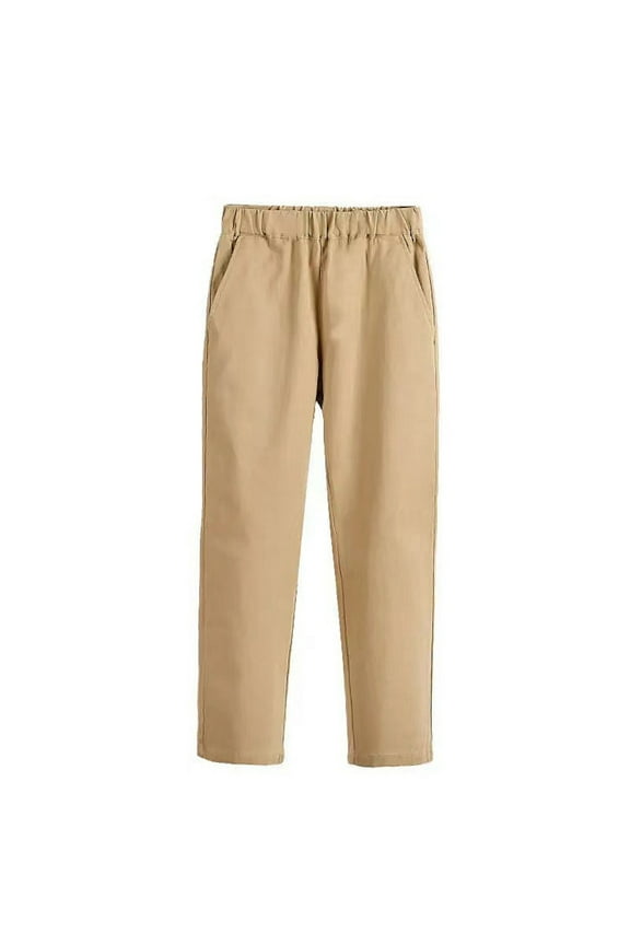 Boys Spring And Fall Performance School Uniform Pants - Wrinkle-Resistant Elastic Waist Trousers for Elementary Students, Lightweight Stretchy Bottoms for All-Day Comfort