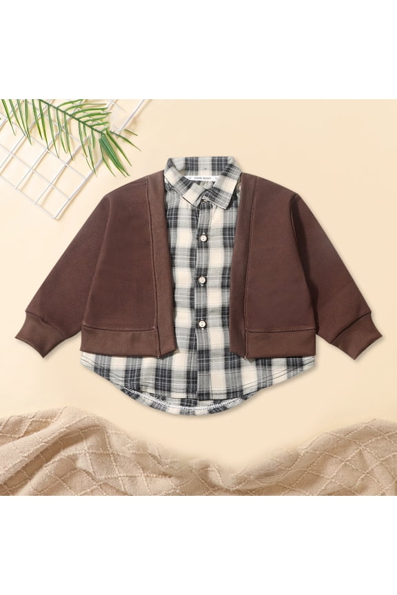 Boys Sweatshirt Shirt Two in One Set Long Sleeved Korean Fashion Spring Wear Outfit Versatile Layering Medium Large Size Comfy 2025