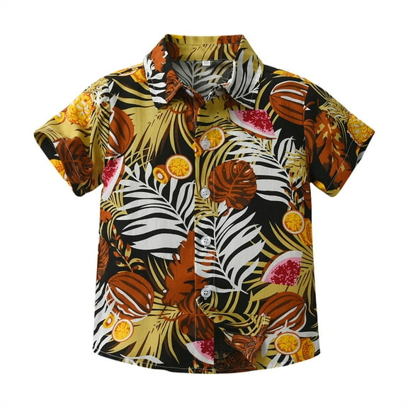 XXWXYD Boys Tropical 𝐇awaiian Shirt Short Sleeve Button Down, Beach Top for Kids Youth, Quick-Dry Casual Summer Shirt 4-12 Years