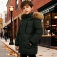 thumbnail image 1 of XXWXYD Boys Winter Down Coat Lightweight Insulated Puffer Jacket Kids Wind Water 𝖱esistant Quilted Hooded Outerwear Snow Coat Thermal Reflective Parka, 1 of 8