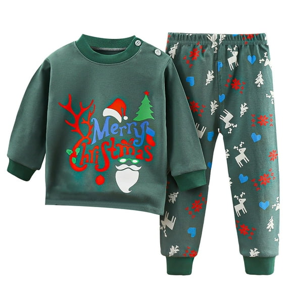 XXWXYD Boys and Girls Christmas Pajamas Set Cotton Holiday Sleepwear, Children’s New Home Clothes Festive Pajamas for Kids