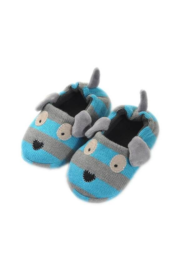Carton Puppy Elephant Toddler Slippers, Warm Winter House Shoes with Non-Slip Sole for Indoor Use, Soft Kids Slippers for Boys Girls