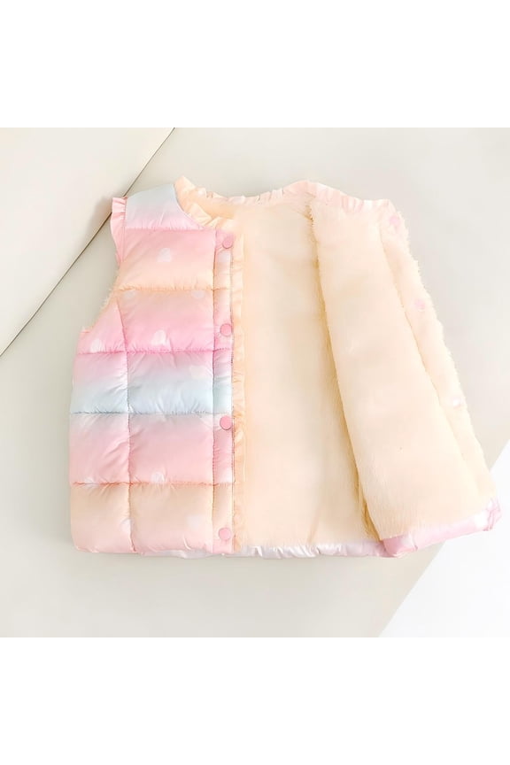 Children Down Cotton Vest Autumn Winter Baby Thick Camisole Men Women Inner Outer Vests Rainbow Gradient Warm Fleec𝖾 Lined Puffer Vest Thermal Winter Wear Warm Vest