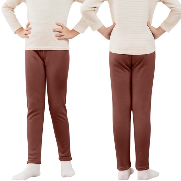 XXWXYD Children High Waisted Thermal Leggings Fleec𝖾 Lined Winter Warm Thickened Cozy Underwear Pants with Elastic Waist Kids Thermal Wear