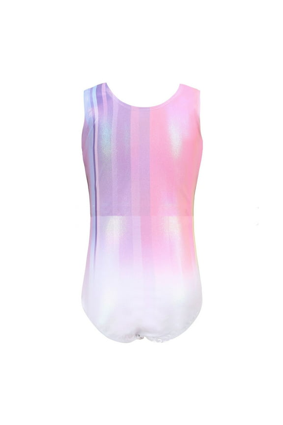 Children’s Girls Gymnastics Leotard Dancewear Hot Stamping Performance Clothing Athletic Stretch Fabric Recital Outfit Competition Bodysuit Playtime Jumpsuit