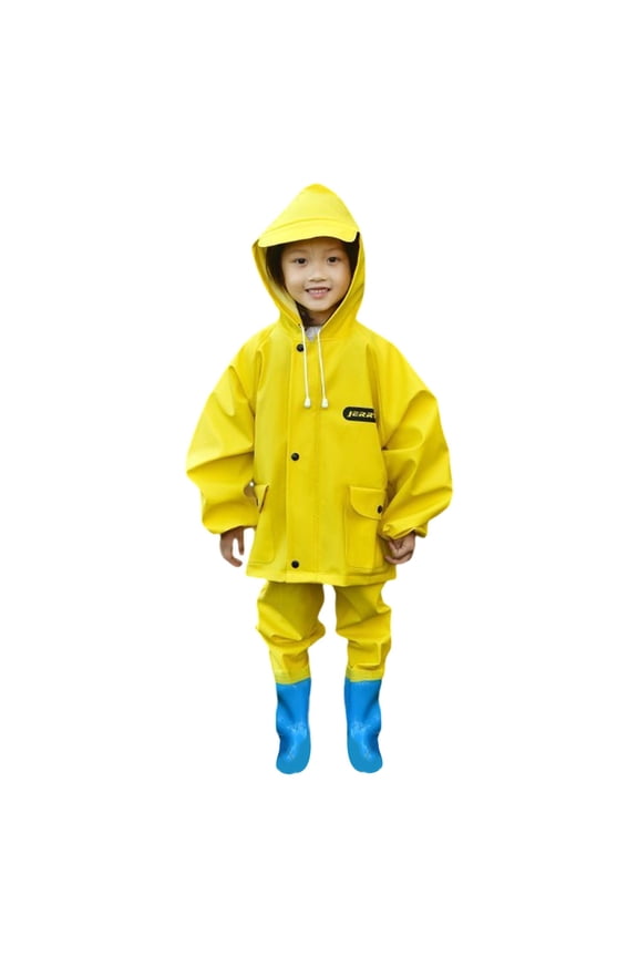 Childrens Rain Suit 𝖶aterproof Jacket and Pants 2 Piece Set Lightweight Packable Breathable Reusable Windproof for Boys Girls Beach Play Sea Fishing Outdoor Activities