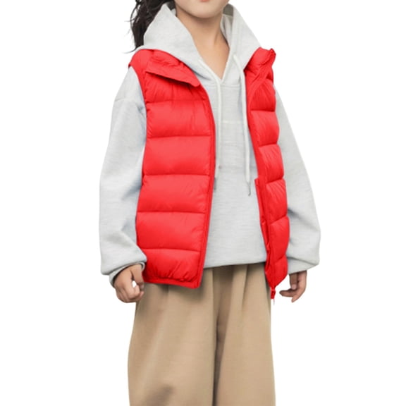 XXWXYD Childrens Down Vest Autumn Winter Boys Girls Medium Large Kids Lightweight Waistcoat Stand Collar Puffer Vest Insulated Sleeveless Jacket Layering Piece Outerwear