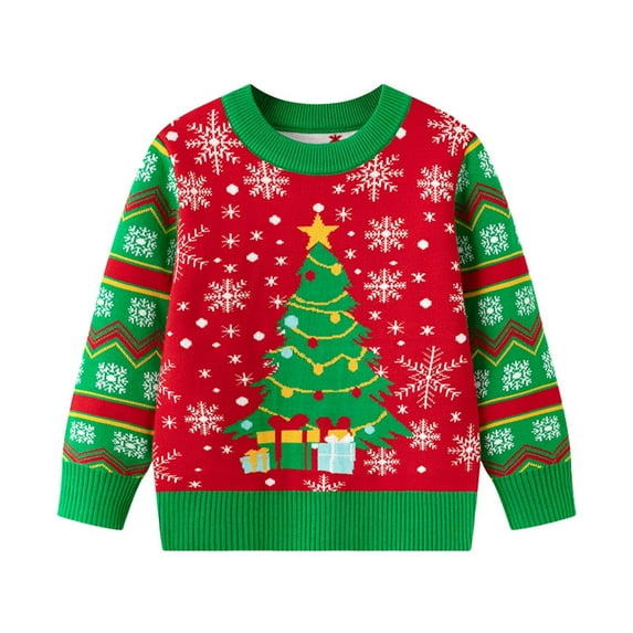 XXWXYD Christmas Tree Print Sweater for Toddler Baby Boy Girl, Oversized Long Sleeve Mock Neck Knit Pullover, Baby Winter Clothes Festive Holiday Outfit