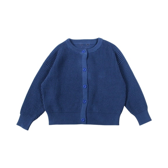 XXWXYD Chunky Knit Cardigan for Girls Cozy Crewneck Button Down Cropped Jacket Soft Winter Fall Sweater Toddler Baby