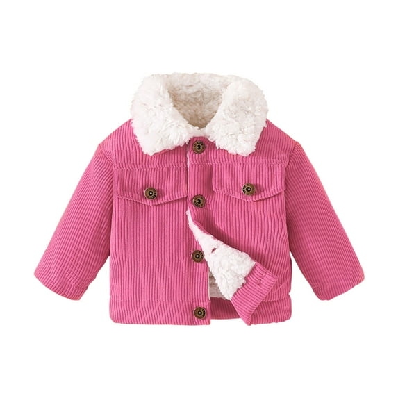 XXWXYD Clearance Kids Baby Warm Girls Boys Cartoon Winter Warm Stand Up Collar Long Sleeve Solid Color Stripe Jacket for Casual Soft Comfortable Clothing(2-3 Years,Hot Pink)