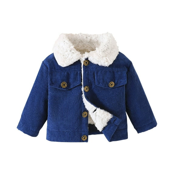 XXWXYD Clearance Kids Baby Warm Girls Boys Cartoon Winter Warm Stand Up Collar Long Sleeve Solid Color Stripe Jacket for Casual Soft Comfortable Clothing(18-24 Months,Dark Blue)