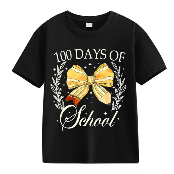 XXWXYD Clearence 100 Days Smarter Children's T-Shirt - Colorful Counting Graphic Top for School Spirit Events & Class Photo Ops (8-9 Years,Black)