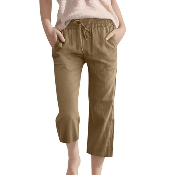 XXWXYD Clearence 3/4 Length Elastic Waist Pants for Kids Breathable Loose Fit Playwear with Pockets Outdoor School Casual Stretch Trousers