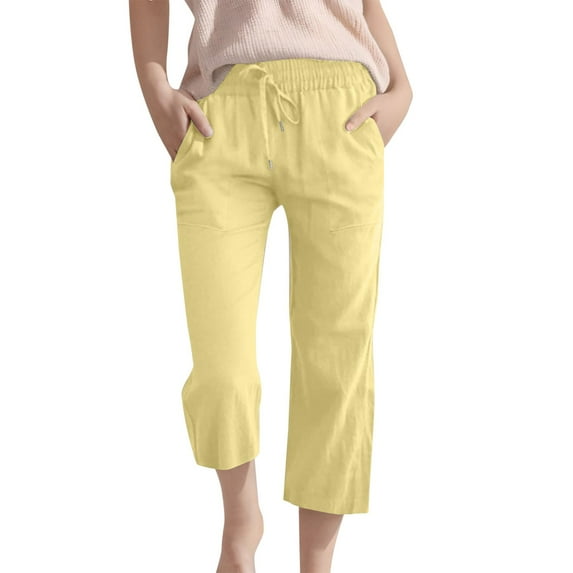 XXWXYD Clearence 3/4 Length Elastic Waist Pants for Kids Breathable Loose Fit Playwear with Pockets Outdoor School Casual Stretch Trousers