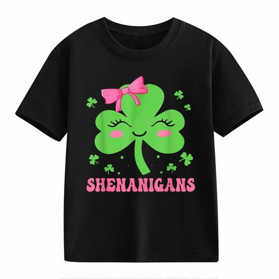 XXWXYD Clearence Boys Girls Irish Festival Shirt - St. Patrick’s Day Limited Edition Cotton Tee with Embossed Logo, Comfortable Casual Wear for School Spirit Days (8-9 Years,Black)